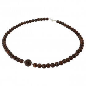 Collier Bronzite 6-10mm Argent Ce collier est composé boules 6mm Bronzite, 2 perles facettées Argent 4mm diamètre d une pe...