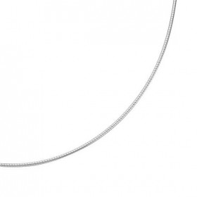 Câble semi-rigide en Argent 925/1000. Maille oméga de 1,4mm de diamètre. Longueur du collier : 40cm. Fermoir Mousqueton