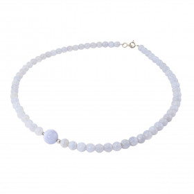 Collier Calcédoine 6-10mm Argent Ce collier est composé boules 6mm Calcédoine, 2 perles facettées Argent 4mm diamètre d un...