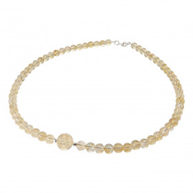 Collier Citrine 6-10mm Argent Ce collier est composé boules 6mm Citrine, 2 perles facettées Argent 4mm diamètre d une perl...