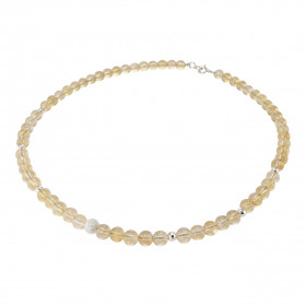 Collier Citrine 6mm Argent Ce collier est composé boules 6mm Citrine, 6 perles facettées Argent 4mm diamètre d un perle ma...