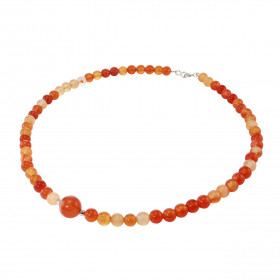Collier Cornaline 6-10mm Argent Ce collier est composé boules 6mm Cornaline, 2 perles facettées Argent 4mm diamètre d une ...