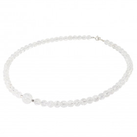 Collier Cristal de roche 6-10mm et Argent. Ce collier est composé de boules de 6mm en Cristal de roche, de 2 perles facett...