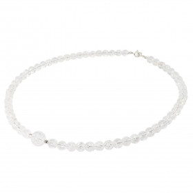 Collier Cristal roche 6-10mm Argent Ce collier est composé boules 6mm Cristal roche, 2 perles facettées Argent 4mm diamètr...