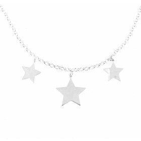 Collier argent maille ronde trois breloques étoiles Dimensions des breloques : 13x13 mm 18x18 mm pour plus grande Longueur...