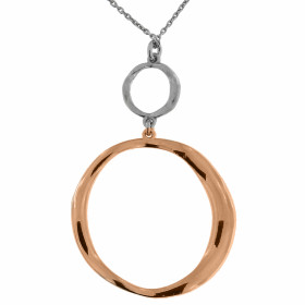 Collier argent rhodié deux motifs cercles, un petit un plus grand rosé Diamètres des cercles : 11 mm 28 mm Longueur ajusta...
