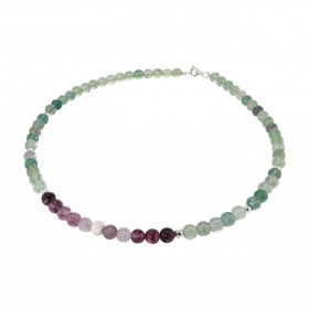 Collier Fluorine 6mm Argent Ce collier est composé boules 6mm Fluorine, 6 perles facettées Argent 4mm diamètre d un perle ...