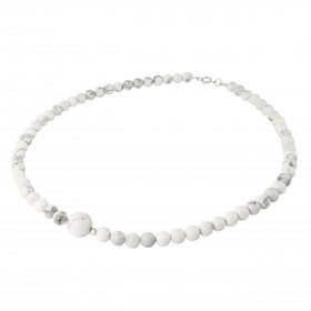 Collier Howlite 6-10mm Argent Ce collier est composé boules 6mm Howlite , 2 perles facettées Argent 4mm diamètre d une per...