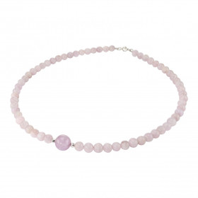 Collier Kunzite 6-10mm Argent Ce collier est composé boules 6mm Kunzite, 2 perles facettées Argent 4mm diamètre d une perl...