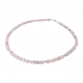 Collier Kunzite 6mm Argent Ce collier est composé boules 6mm Kunzite, 6 perles facettées Argent 4mm diamètre d un perle ma...
