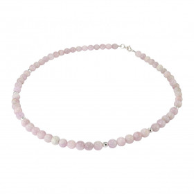 Collier Kunzite 6mm et Argent. Ce collier est composé de boules de 6mm en Kunzite, de 6 perles facettées en Argent de 4mm ...