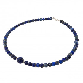  Collier Lapis Lazuli 6-10mm Argent Ce collier est composé boules 6mm Lapis Lazuli, 2 perles facettées Argent 4mm diamètre...