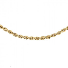 Collier maille corde en Or Jaune 750. Longueur : 45cm. Largeur de la maille : 2,7mm