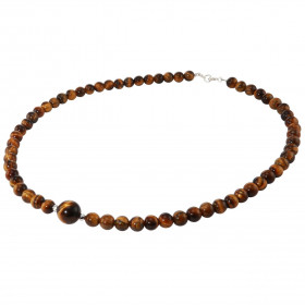 Collier Oeil tigre 6-10mm Argent Ce collier est composé boules 6mm Oeil tigre, 2 perles facettées Argent 4mm diamètre d un...