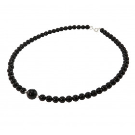 Collier Onyx 6-10mm Argent Ce collier est composé boules 6mm Onyx , 2 perles facettées Argent 4mm diamètre d une perle 10m...