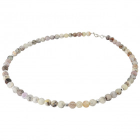 Collier Opale Africaine 6mm Argent Ce collier est composé boules 6mm Opale Africaine, 6 perles facettées Argent 4mm diamèt...