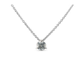 Collier Or Blanc 750 Diamant 0.42 carat Chaine maille forcat 1.2mm large par 42cm long completée d un pendentif mobile typ...