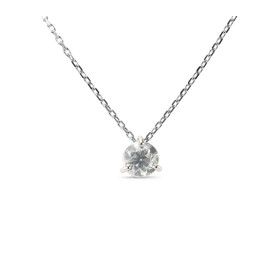 Collier Or Blanc 750 et Diamant 0.50 carat. Chaine maille forcat de 1mm de large par 45cm de long completée d'un pendentif...