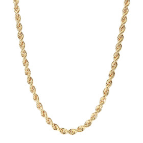 Collier or jaune 375 maille torsadée 4mm large Système d attache : mousqueton Longueur : 50cm