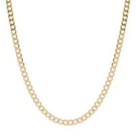 Chaîne or jaune 375 maille gourmette Largeur : 4mm Système d attache : mousqueton Longueur : 60cm
