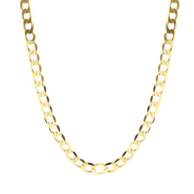 Chaîne or jaune 375 maille gourmette Largeur : 6mm Système d attache : mousqueton Longueur : 50cm