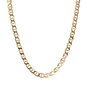 Chaîne or jaune 375 maille marine Largeur : 5mm Système d attache : mousqueton Longueur : 50cm