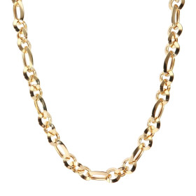 Collier or jaune 375 composé maillons ronds ovales alternés Largeur : 8mm Système d attache : mousqueton Longueur : 45cm
