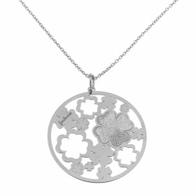 Collier pendant Argent 925 Motif rond ajouré en fleurs. Largeur de la maille :1,3mm. Longueur (tour de cou): ajustable de ...