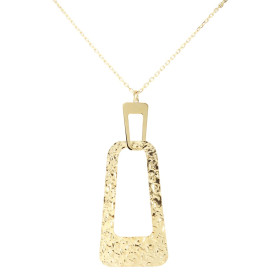 Collier sautoir argent doré composé d un pendentif 2 anneaux rectangulaire dont un martelé Dimension du pendentif : 37x65m...