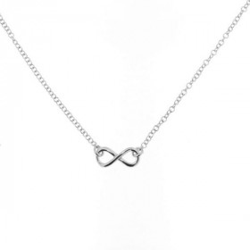 Collier signe infini en Argent 925 rhodié. Longueur ajustable de 40 à 45 cm. Dimensions du signe infini : 15x7mm