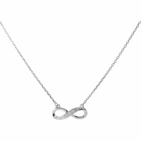 Collier signe infini Or Blanc 750 Diamant Motif signi infini serti 5 diamants pour un poids total 0.02 carat Dimensions du...