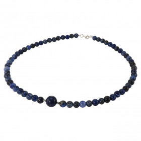 Collier Sodalite 6-10mm et Argent. Ce collier est composé de boules de 6mm en Sodalite, de 2 perles facettées en Argent de...