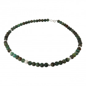 Collier Turquoise Africaine 6mm et Argent. Ce collier est composé de boules de 6mm en Turquoise, de 6 perles facettées en ...