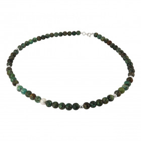 Collier Turquoise Africaine 6mm Argent Ce collier est composé boules 6mm Turquoise, 6 perles facettées Argent 4mm diamètre...