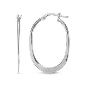 Créoles argent rhodié forme ovale Largeur : 16mm Longueur : 30mm Système d attache : tige sur charnière