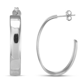 Créoles argent rhodié 5mm large Longueur : 33mm Système d attache : poussette belge