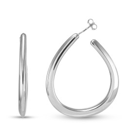 Créoles argent rhodié galbées 4mm large Longueur : 45mm Système d attache : poussette belge