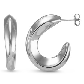Créoles argent rhodié galbées 7mm large Longueur : 31mm Système d attache : poussette belge