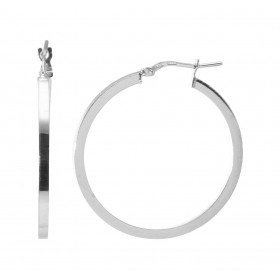 Créoles Argent 925 Rhodié Section Carrée 2.3mm x 35mm Section carrée 2.3mm large Système d attache : charnière Diamètre ex...