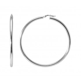 Créoles Argent 925 Rhodié Section Ronde 3mm x 55mm Section ronde 3mm diamètre Système d attache : charnière Diamètre extér...