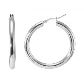 Créoles Argent 925 Rhodié Section Ronde 4mm x 37mm Section ronde 4mm diamètre Système d attache : charnière Diamètre extér...