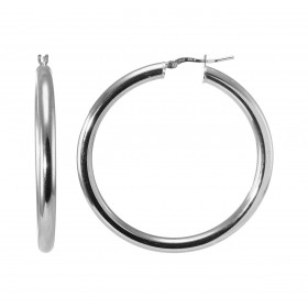 Créoles Argent 925 Rhodié Section Ronde 4mm x 43mm Section ronde 4mm diamètre Système d attache : charnière Diamètre extér...