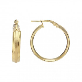 Créoles argent doré forme cercle 25mm diamètre.La partie centrale créole est satinée Section ovale 5mm large Système d att...