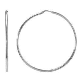 Créoles en argent rhodié de forme ronde avec un diamètre de 55mm. Section ronde de 2,1mm de large. Système d'attache : tige