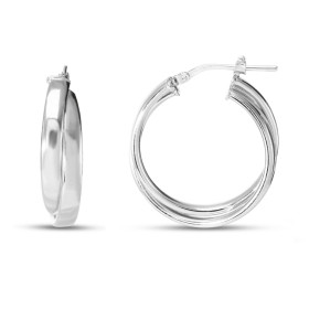 Créoles argent rhodié double anneau une section ovale 3,4mm large Système d attache : charnière Diamètre extérieur : 23x26mm