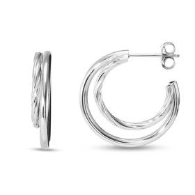 Créoles argent rhodié composées d un anneau torsadé 20mm diamètre un anneau lisse 25mm diamètre Section ronde 2,2mm large ...