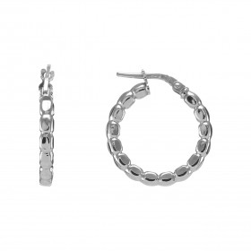 Créoles argent rhodié forme cercle un effet perlé 20mm diamètre Section ronde 3mm large Système d attache : tige montée su...