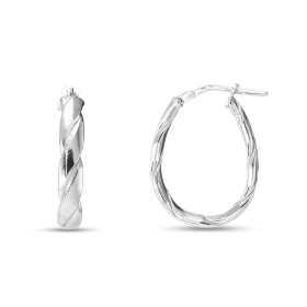 Créoles argent rhodié forme ovale torsadées une section ovale 4mm large Système d attache : charnière Dimension : 17x22mm