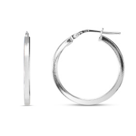 Créoles argent rhodié une section carrée 2mm large Système d attache : charnière Diamètre extérieur : 24x25mm
