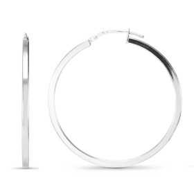 Créoles argent rhodié une section carrée 2m large Système d attache : charnière Diamètre extérieur : 40x40mm